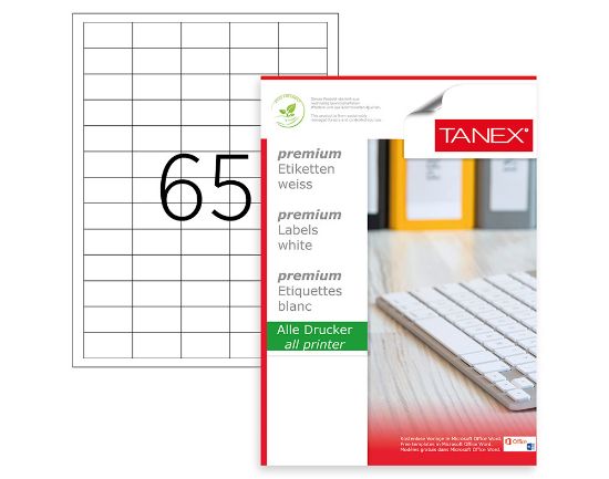 Picture of STICKERS WHITE 38.1X21.2MM 100PCS 65/A4
