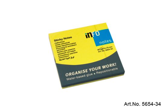 Picture of INFO NOTES 75X75 NEON YELLOW 5654-34
