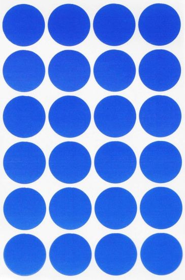 Picture of ROUND STICKERS 25MM BLUE ON A4 X100 SHT