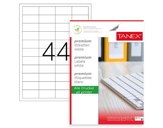 Picture of STICKERS WHITE 48.5X25.4MM 44/A4 TW-2044